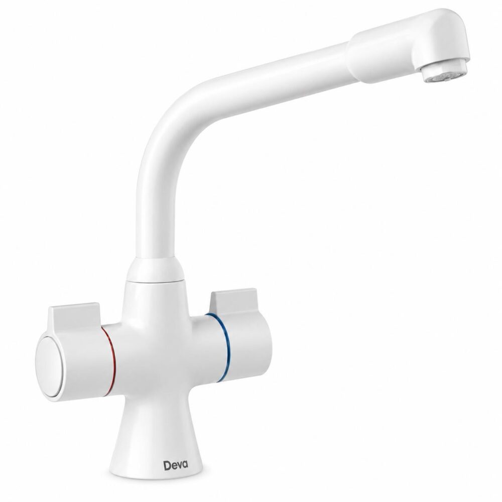 Deva Sauris White Mono Sink Mixer Tap