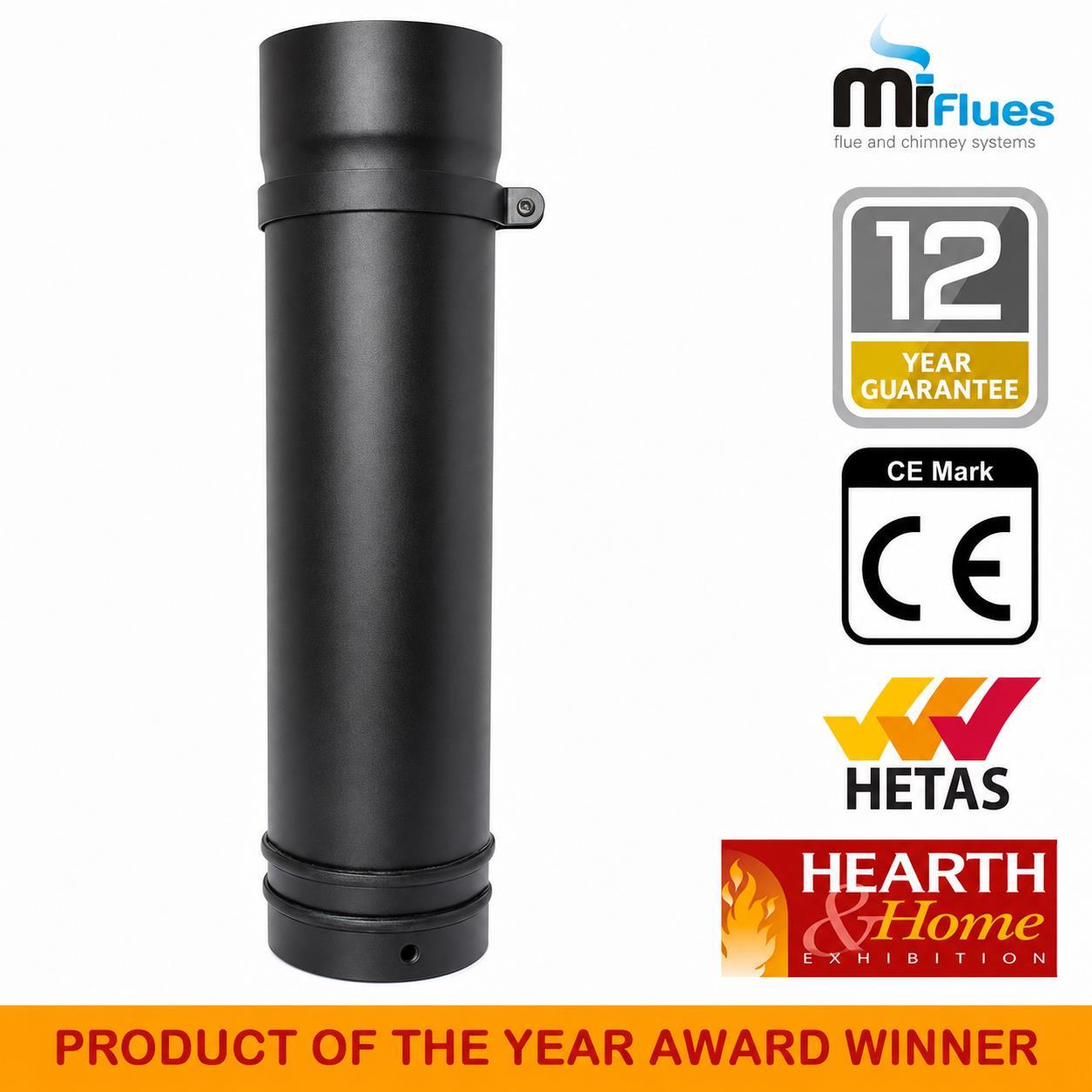 125mm Vitreous Enamel Adjustable Flue Pipe 500mm 1 Part - Image 3