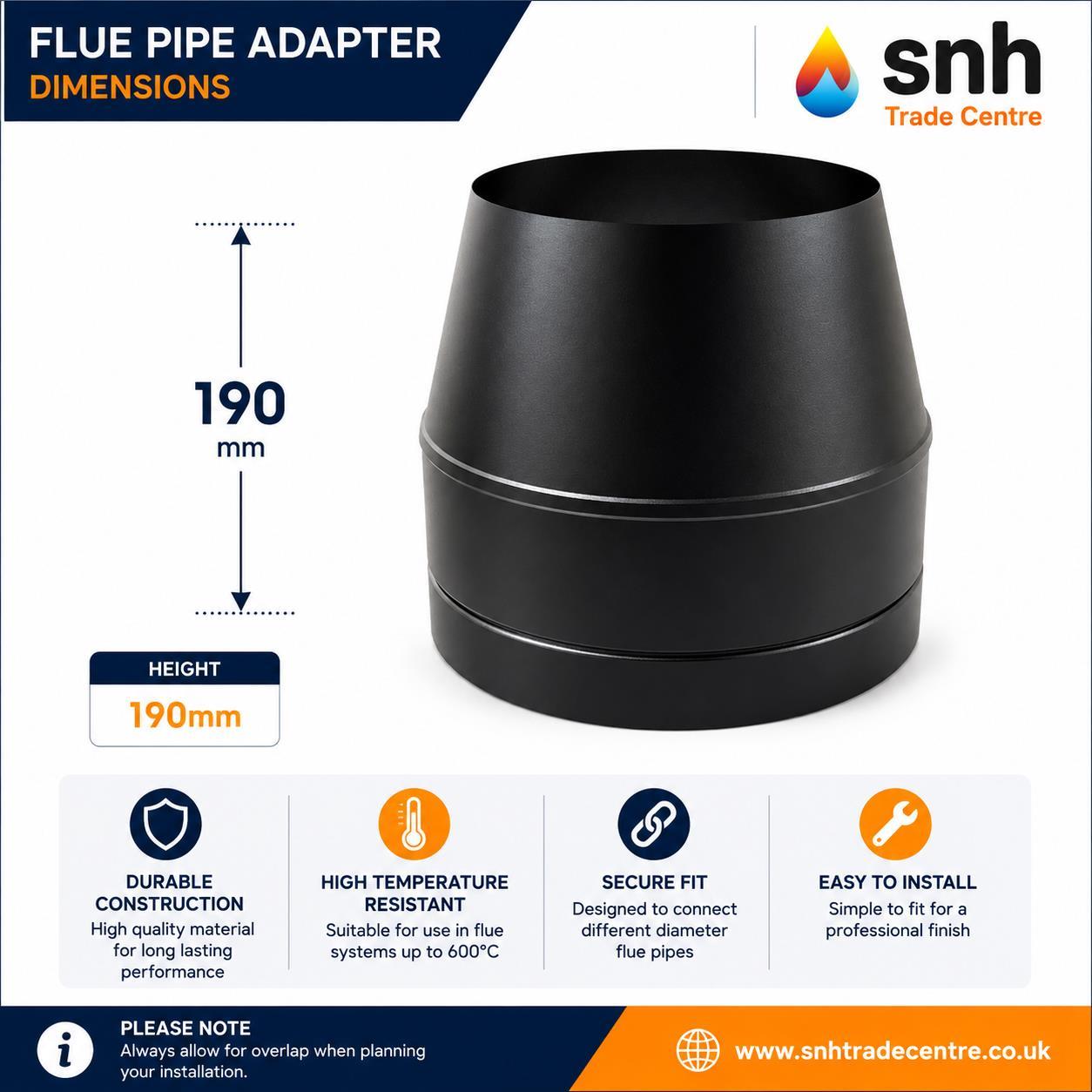 TWPro 125mm Twin Wall Insulated Cone Top Cowl Matt Black KW - Image 2