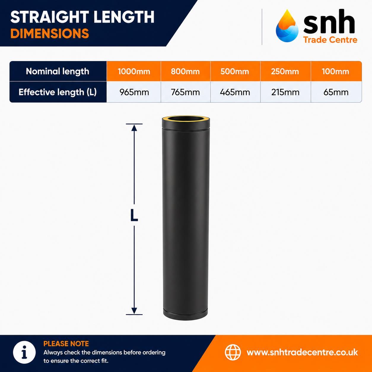 TWPro 125mm Twin Wall Insulated Pipe 1000mm Matt Black KW - Image 6