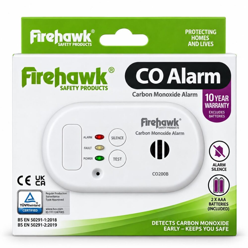 CO Detector Carbon Monoxide Alarm Firehawk CO200B - 10 Year Life