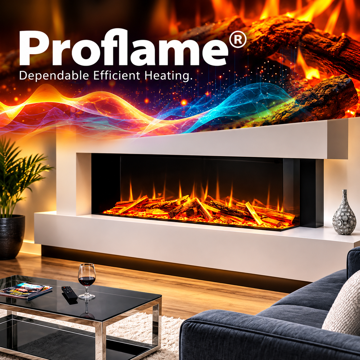 Flavel Proflame smart electric fire with realistic flame effect