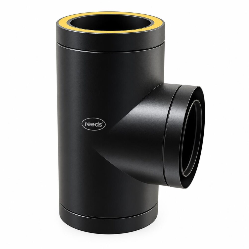 TWPro 125mm Twin Wall 90 Degree Tee Matt Black