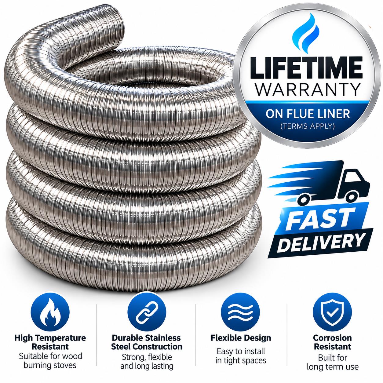 6 inch Flue Liner Kit 1 Stainless Steel 316 150mm - Image 3